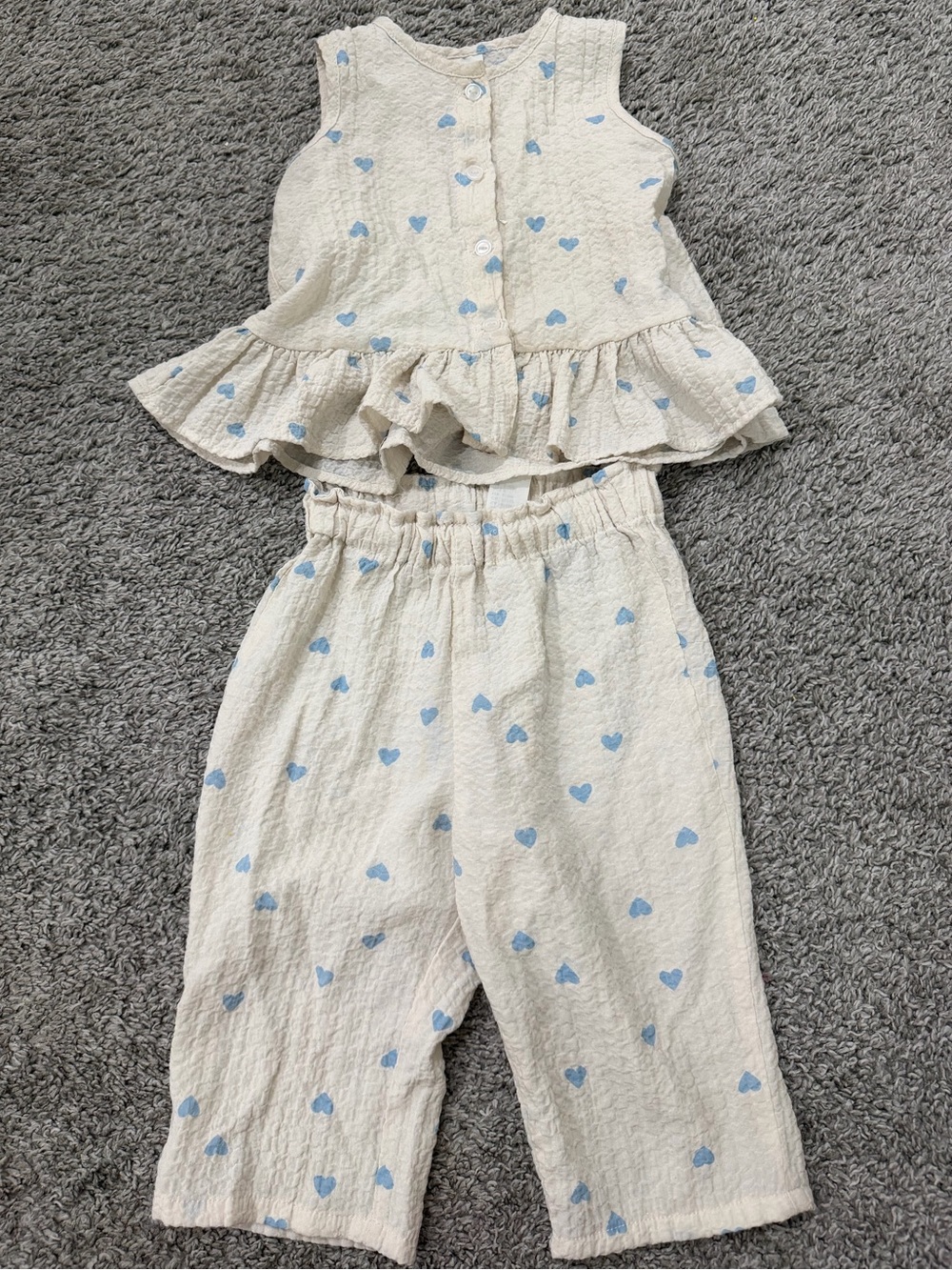 H&M Cream with Light Blue Hearts baby set